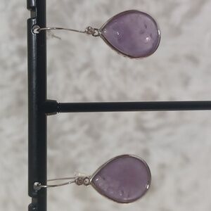 Colleen Lopez Sterling Silver Pear Shaped Amethyst Drop Earrings NEW
